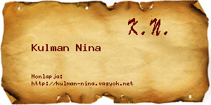 Kulman Nina névjegykártya